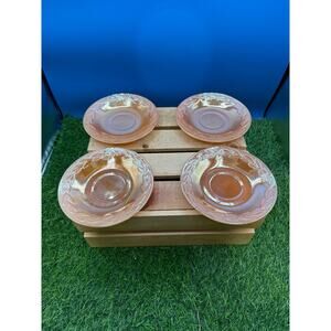 Set of 4 Vintage Anchor Hocking Fire-King Peach Lustre Saucers